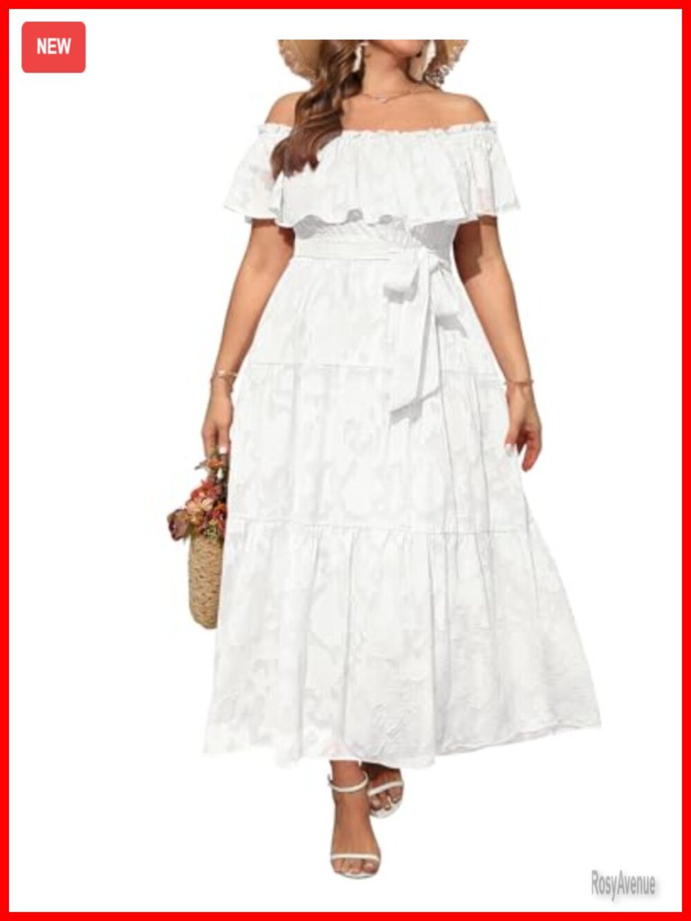 Plus Size Off Shoulder Floral Maxi Dress Chiffon Ruffle Summer Wedding Guest